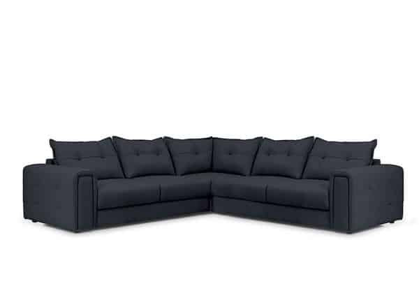 Boutique Goliath Large Leather Corner Sofa with Storage Drawers  Navy | Bed Sava