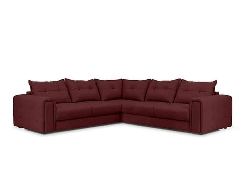 Boutique Goliath Large Leather Corner Sofa with Storage Drawers - Ruby