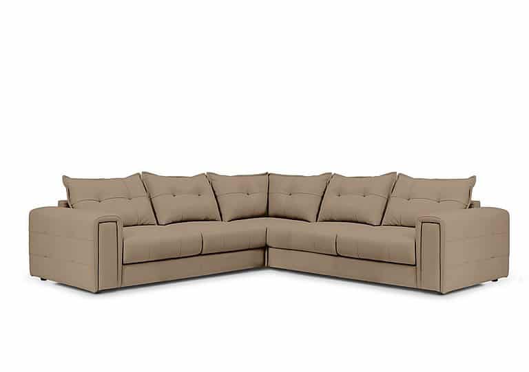 Boutique Goliath Large Leather Corner Sofa with Storage Drawers - Barley