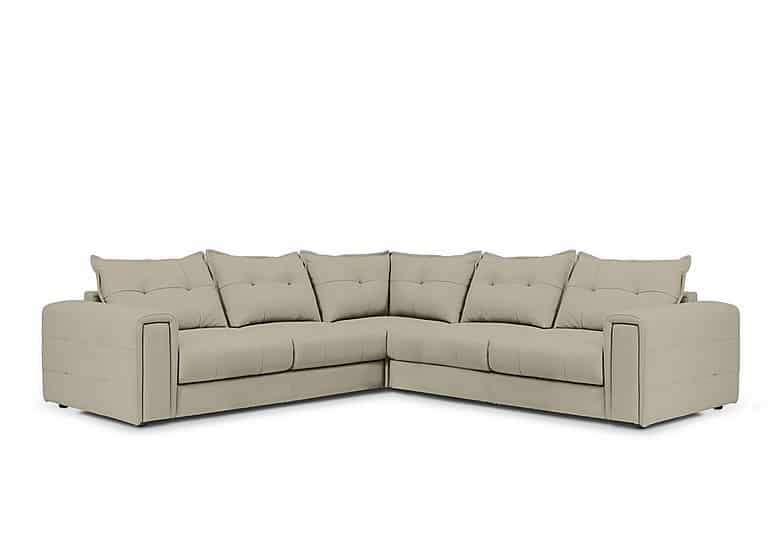 Boutique Goliath Large Leather Corner Sofa with Storage Drawers - Bone China
