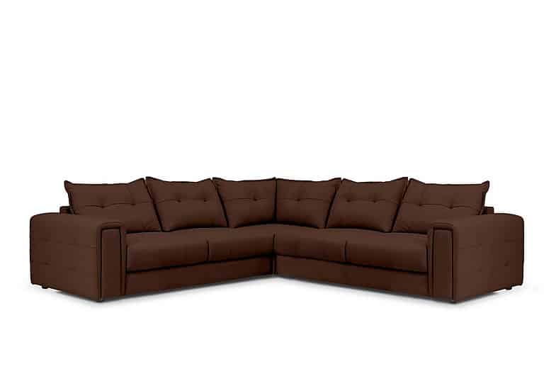 Boutique Goliath Large Leather Corner Sofa with Storage Drawers - Chocolate