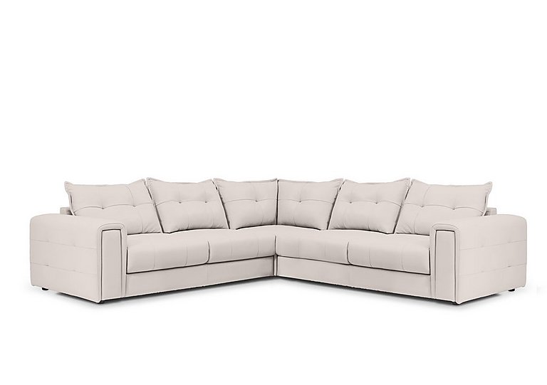 Boutique Goliath Large Leather Corner Sofa with Storage Drawers - Cotton