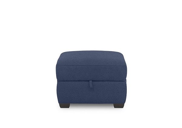 Brescia Fabric Storage Footstool  Blue | Bed Sava