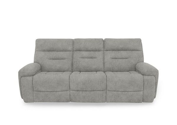 Cinemax 3 Seater Fabric Power Recliner Sofa with Power Headrests and Media Arms  Marble Light Grey | Bed Sava
