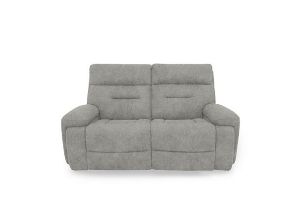 Cinemax 2 Seater Fabric Power Recliner Sofa with Power Headrests and Media Arms  Marble Light Grey | Bed Sava
