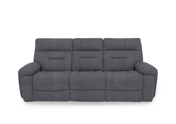Cinemax 3 Seater Fabric Power Recliner Sofa with Power Headrests and Media Arms  Halifax Gunmetal | Bed Sava