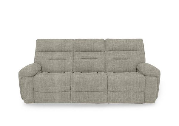 Cinemax 3 Seater Fabric Power Recliner Sofa with Power Headrests and Media Arms  Halifax Sand | Bed Sava