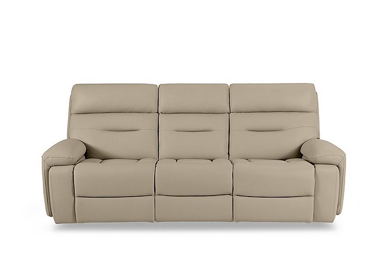 Cinemax 3 Seater Leather Power Recliner Sofa with Power Headrests and Media Arms - Dacota Pebble