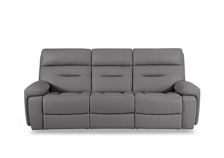 Cinemax 3 Seater Leather Power Recliner Sofa with Power Headrests and Media Arms - Natural Ash