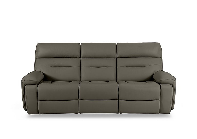 Cinemax 3 Seater Leather Power Recliner Sofa with Power Headrests and Media Arms - Natural Olive