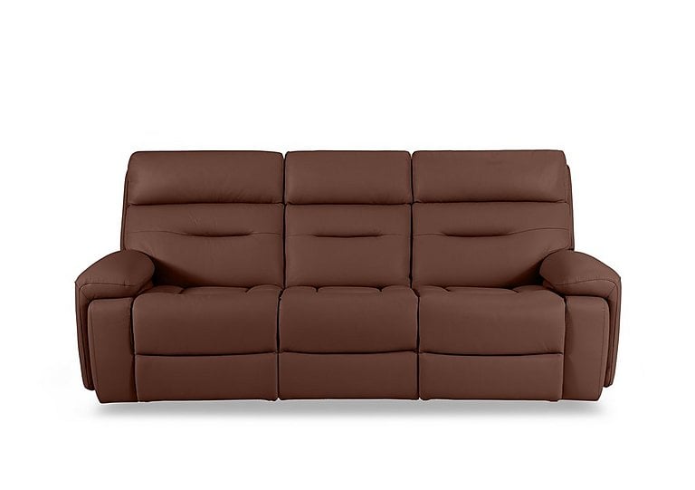 Cinemax 3 Seater Leather Power Recliner Sofa with Power Headrests and Media Arms - Natural Redmaple
