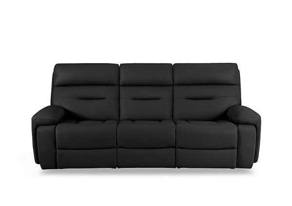 Cinemax 3 Seater Leather Power Recliner Sofa with Power Headrests and Media Arms  Natural Black Mica | Bed Sava