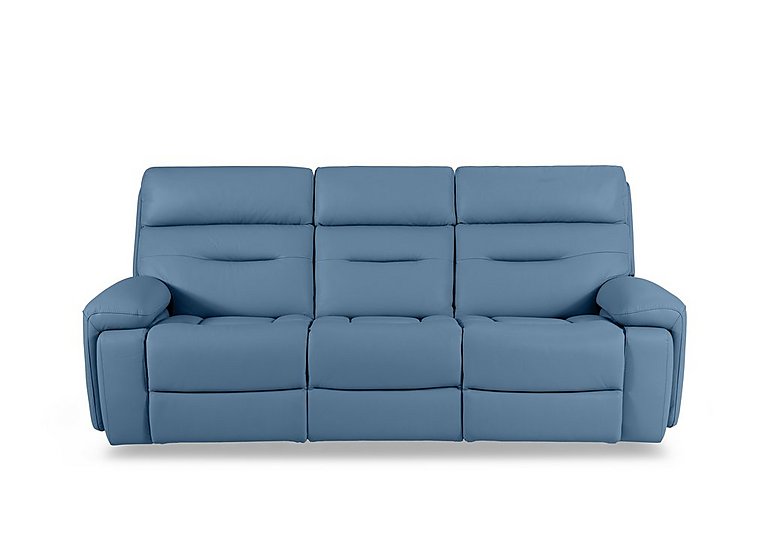 Cinemax 3 Seater Leather Power Recliner Sofa with Power Headrests and Media Arms - Blu