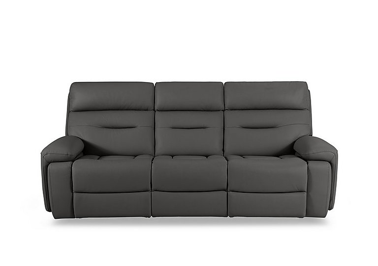 Cinemax 3 Seater Leather Power Recliner Sofa with Power Headrests and Media Arms - Grey