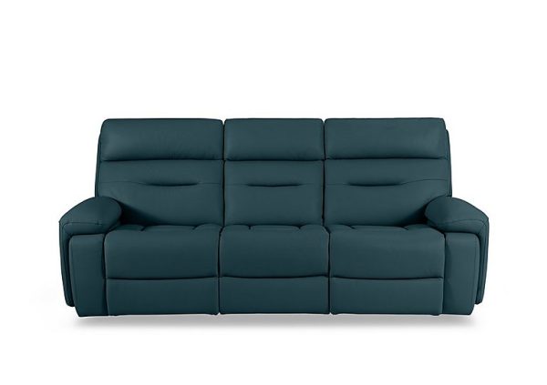 Cinemax 3 Seater Leather Power Recliner Sofa with Power Headrests and Media Arms  Midnight Jade | Bed Sava