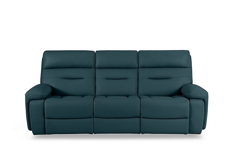 Cinemax 3 Seater Leather Power Recliner Sofa with Power Headrests and Media Arms - Midnight Jade
