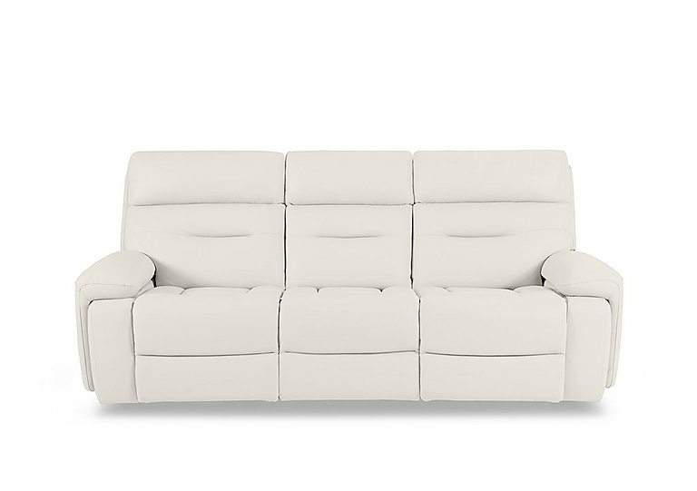Cinemax 3 Seater Leather Power Recliner Sofa with Power Headrests and Media Arms - White