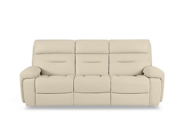 Cinemax 3 Seater Leather Power Recliner Sofa with Power Headrests and Media Arms  Stone | Bed Sava