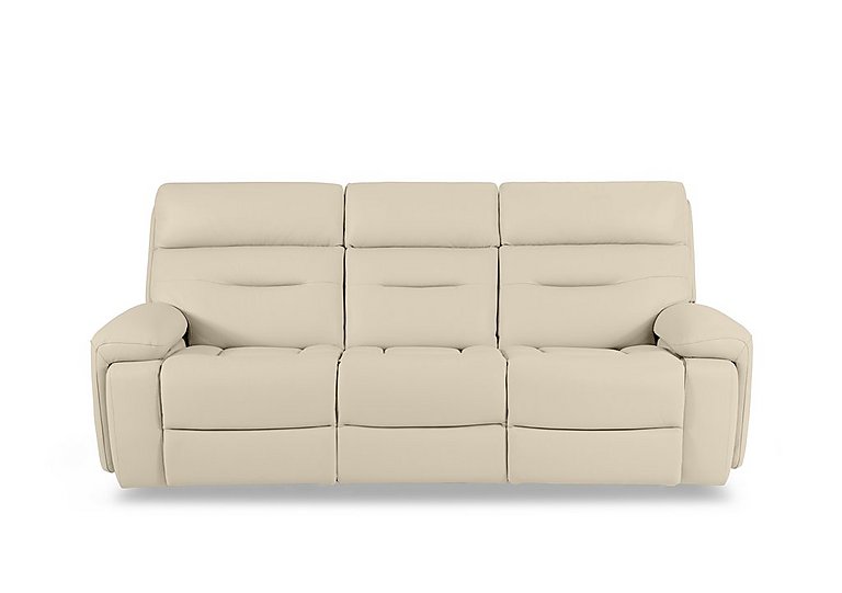 Cinemax 3 Seater Leather Power Recliner Sofa with Power Headrests and Media Arms - Stone