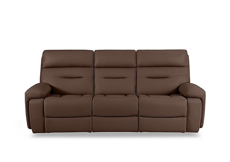 Cinemax 3 Seater Leather Power Recliner Sofa with Power Headrests and Media Arms - Roast