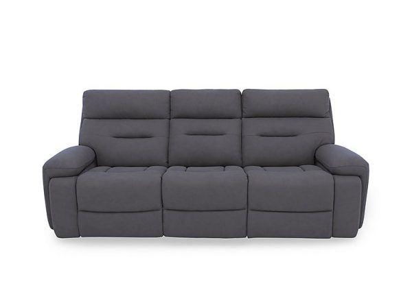 Cinemax 3 Seater Fabric Power Recliner Sofa with Power Headrests and Media Arms  Nappa Grey | Bed Sava