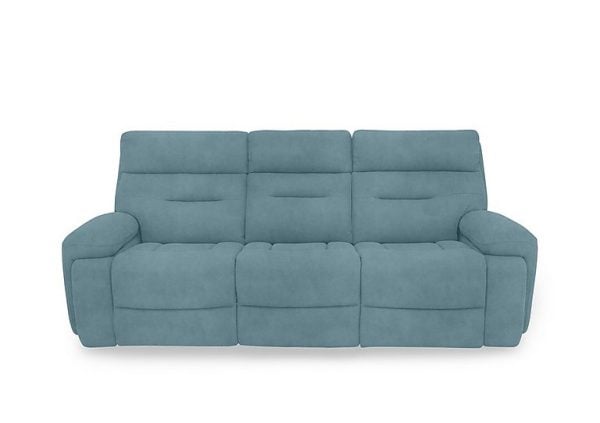 Cinemax 3 Seater Fabric Power Recliner Sofa with Power Headrests and Media Arms  Velvet Blu | Bed Sava