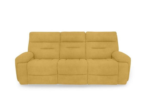 Cinemax 3 Seater Fabric Power Recliner Sofa with Power Headrests and Media Arms  Velvet Giallo | Bed Sava