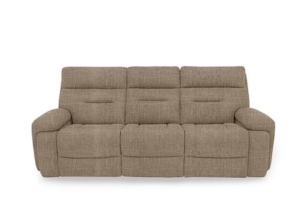 Cinemax 3 Seater Fabric Power Recliner Sofa with Power Headrests and Media Arms  Weave Cocoa | Bed Sava