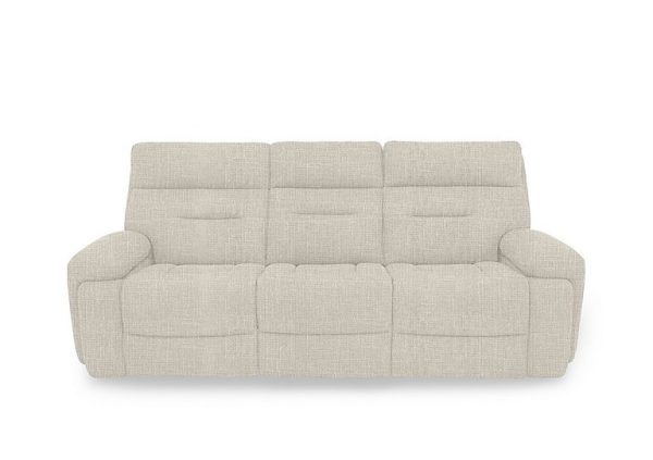 Cinemax 3 Seater Fabric Power Recliner Sofa with Power Headrests and Media Arms  Weave Stone | Bed Sava