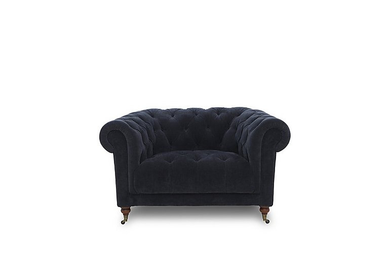 Columbus Fabric Armchair with Castors - Manhattan Indigo