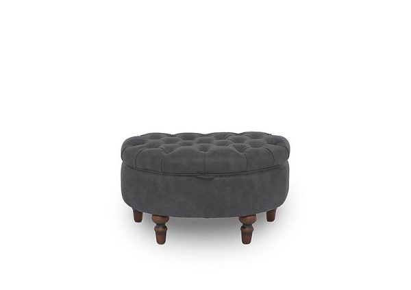Columbus Fabric Half Moon Footstool  Manhattan Charcoal | Bed Sava