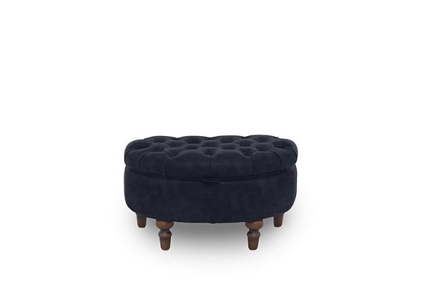 Columbus Fabric Half Moon Footstool  Manhattan Indigo | Bed Sava