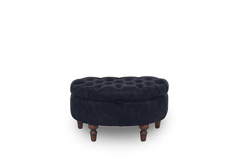 Columbus Fabric Half Moon Footstool - Manhattan Indigo
