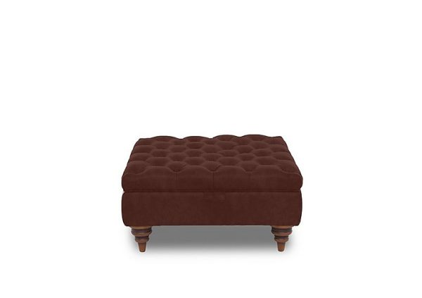 Columbus Fabric Large Storage Footstool with Wooden Feet  Manhattan Burnt Sienna | Bed Sava