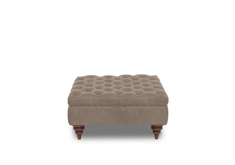 Columbus Fabric Large Storage Footstool with Wooden Feet - Manhattan Nutmeg