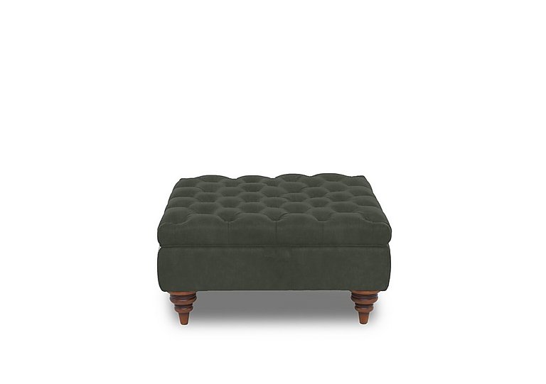 Columbus Fabric Large Storage Footstool with Wooden Feet - Manhattan Pine