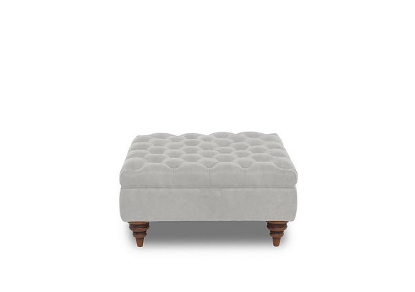 Columbus Fabric Large Storage Footstool with Wooden Feet  Manhattan Stone | Bed Sava