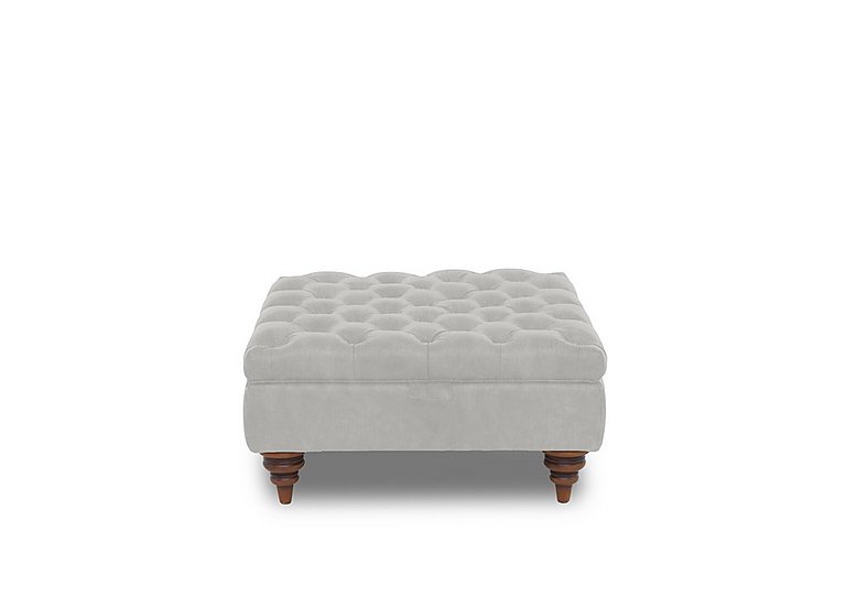 Columbus Fabric Large Storage Footstool with Wooden Feet - Manhattan Stone
