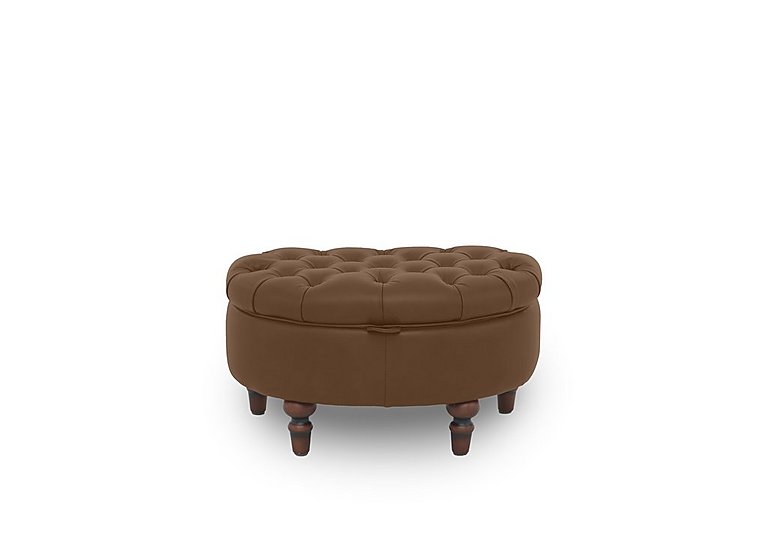 Columbus Leather Half Moon Footstool - Tan