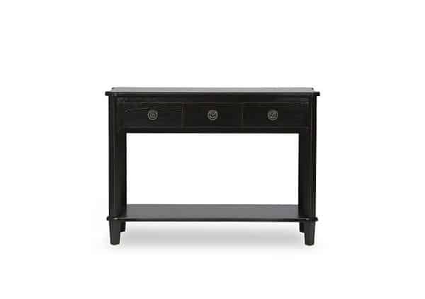 Laura Ashley  Henshaw 3 Drawer Console Table  Black Legs | Bed Sava