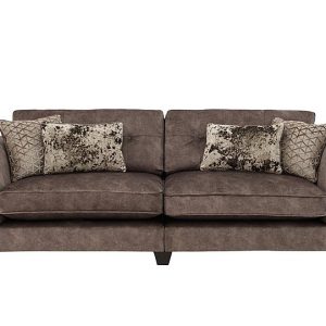Ariana 4 Seater Fabric Classic Back Split Frame Sofa with Brass Insert  Dapple Chocolate with Brass Insert | Bed Sava