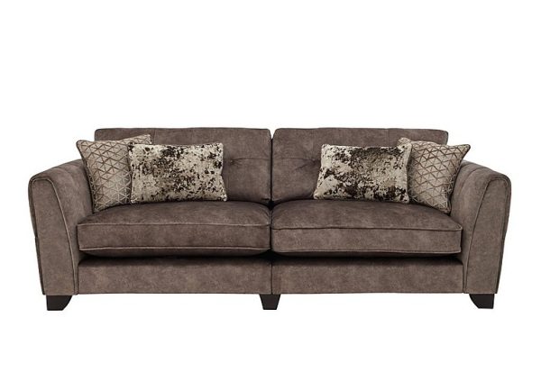 Ariana 4 Seater Fabric Classic Back Split Frame Sofa with Chrome Insert  Dapple Chocolate with Chrome Insert | Bed Sava