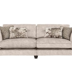 Ariana 4 Seater Fabric Classic Back Split Frame Sofa with Brass Insert  Dapple Cream with Brass Insert | Bed Sava