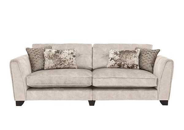 Ariana 4 Seater Fabric Classic Back Split Frame Sofa with Brass Insert  Dapple Cream with Brass Insert | Bed Sava
