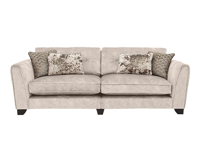 Ariana 4 Seater Fabric Classic Back Split Frame Sofa with Brass Insert - Dapple Cream with Brass Insert