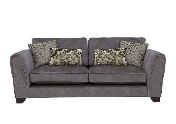 Ariana 4 Seater Fabric Classic Back Split Frame Sofa with Brass Insert  Dapple Moleskin with Brass Insert | Bed Sava