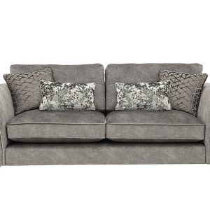 Ariana 4 Seater Fabric Classic Back Split Frame Sofa with Brass Insert  Dapple Silver with Brass Insert | Bed Sava