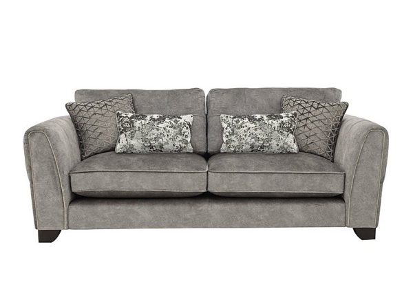 Ariana 4 Seater Fabric Classic Back Split Frame Sofa with Brass Insert  Dapple Silver with Brass Insert | Bed Sava