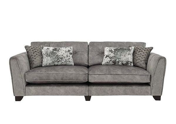 Ariana 4 Seater Fabric Classic Back Split Frame Sofa with Chrome Insert  Dapple Silver with Chrome Insert | Bed Sava