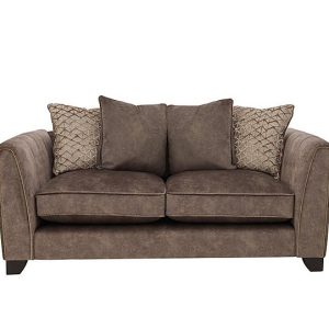 Ariana 2 Seater Fabric Pillow Back Sofa with Brass Insert  Dapple Chocolate with Brass Insert | Bed Sava
